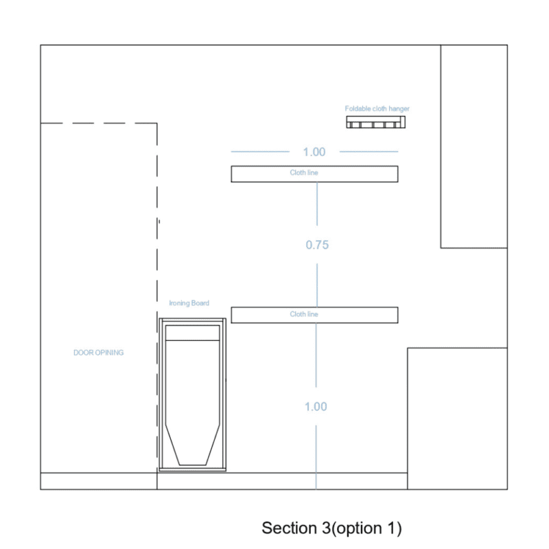 Laundry/Ironing board & wall mounted clotheslines