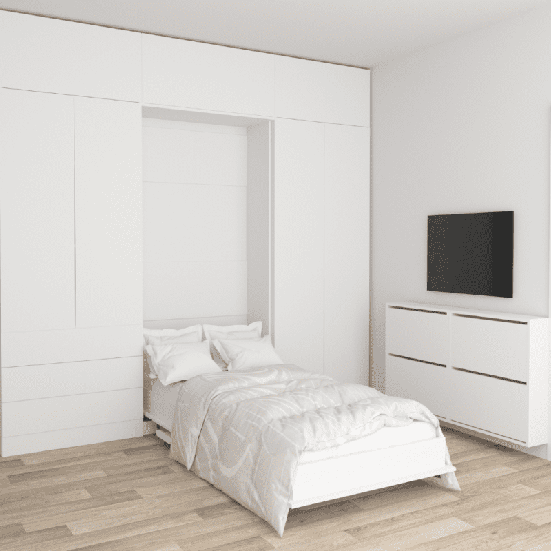 Maid Room/Wardrobe & Foldable bed with desk & Shoe cabinets