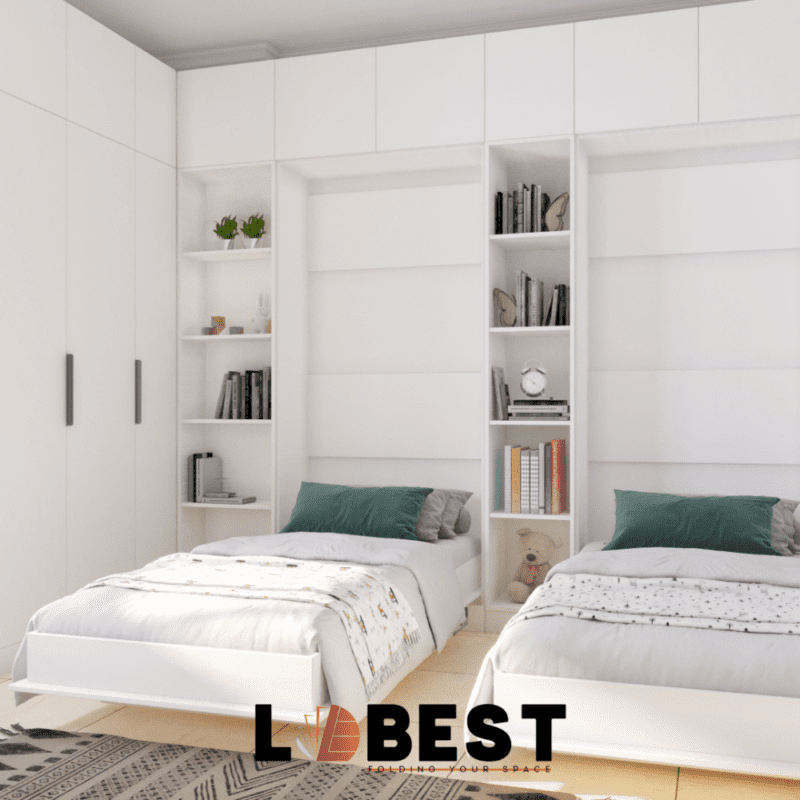 Vertical wall beds with cabinet